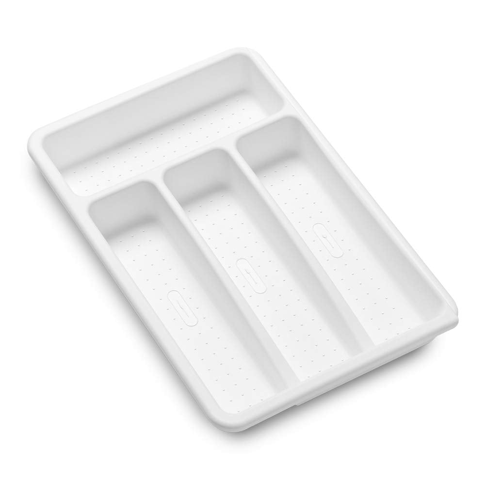 Madesmart 4 Comp Opp Organizer, Expandable Small Silverware Tray, White